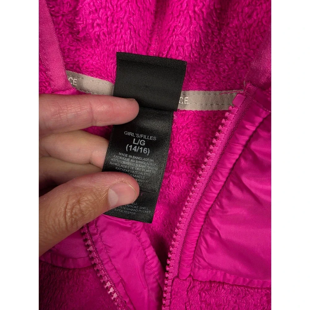 The North Face Fleece Hoodie Girls L 14/16 Pink Full Zip Jacket Outdoor *Read